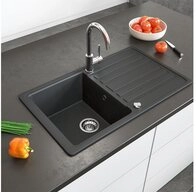 Bergstroem Granitsp&uuml;le, Schwarz, 76 x 46 cm mit Trockenplatz, Rechteckig,...