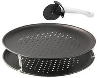 Zenker Pizzablech Pizza-Set mit 2 Blechen und Pizzaroller