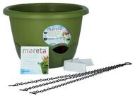 PLASTIA Blumentopf Mareta 30 gr&uuml;n / gr&uuml;n mit Erdbew&auml;sserung