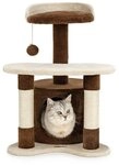 lionto Kratzbaum 65 cm mit Sisalst&auml;mmen, Pl&uuml;schh&ouml;hle & Spielball, stabiler