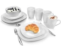 S&Auml;NGER Kombiservice Bilgola Geschirrset, Wei&szlig; (16-tlg), 4 Personen, Porzellan,