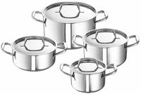 SCHULTE-UFER Topf-Set Nimm-4 Set Finesse, Edelstahl 18/10 (Set, 8-tlg., 1 x