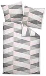 Janine Bettw&auml;sche J.D. 87014 01 Rosa Taupe Grau, Mako-Satin, 2 teilig, Rauten,