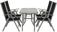 DEGAMO Garten-Essgruppe RAVENNA, (5-tlg), 4x Klappsessel Alu + Textilgewebe, 1x