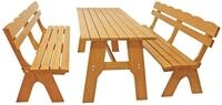 DEGAMO Garten-Essgruppe FREITAL XL, (3-tlg), (2x Bank 4-sitzer, 1x Tisch...