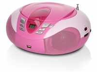 Lenco SCD-37 USB Pink CD-Radiorecorder (FM, MP3, CD, USB- & AUX, tragbares...