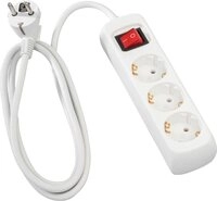 Hama Mehrfachsteckdose, 3-fach, Steckerleiste mit Schalter, 3 m Kabel, wei&szlig;