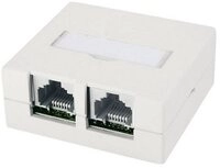 Teleg&auml;rtner 2 Port CAT 6 Netzwerkdose Aufputz RAL 9010 best&uuml;ckt 100022997