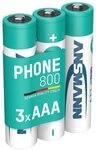 ANSMANN AG DECT Telefon Akku AAA 800mAh 1,2V NiMH &ndash; Hochstromf&auml;hig (3...