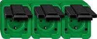 Schneider Electric Steckdose Mert 229377 SCHUKO-Dreifach Steckdose gr&uuml;n AGRAR