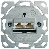 Teleg&auml;rtner Dose AMJ45 ohne Zentralplatte Netzwerk-Panel (best&uuml;ckt, 2 Ports, 2x