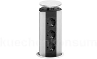 Evoline Power Port 3fach Steckdosenleiste Schwarz-Silber Einbau-Tischsteckdose