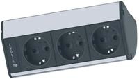 Evoline EVOline&reg; Eck-Steckdose DOCKCUISINE Aluminium-Optik 3-fach Unterbau