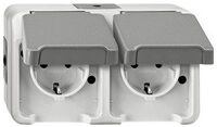 merten Schalter Merten SCHUKO-Doppel-Steckdose lichtgrau MEG2321-8029