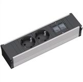 Bachmann CONI 2x Schutzkontakt 2x CAT6 GST18 Einbau-Tischsteckdosenleiste