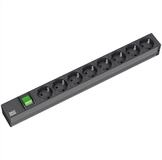 Bachmann 19" Steckdosenleiste 8fach, mit Schalter, schwarz Steckdosenleiste