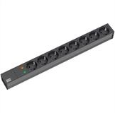 Bachmann 19" Steckdosenleiste 8-fach mit &Uuml;S ohne Schalter, schwarz Steckdosenleiste