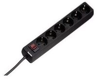 Hama Steckdosenleiste 6-fach, mit Schalter, 1.4m, Schwarz (00030394)...