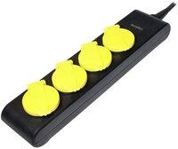 LogiLink Gartensteckdose Schutzkontakt Steckdosenleiste 4-fach mit Klappdeckel LPS212