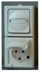 Kopp Schalter, Kombination Steckdose/ BLUE ELECTRIC Wechselschalter AP