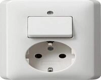 GIRA Steckdosenschalter GIRA 017603 Kombi Aus-Wechsel/SCHUKO Vollplatte...