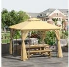 Outsunny Pavillon Partyzelt mit 4 Moskitonetz, Doppeldach, mit 4 Seitenteilen,
