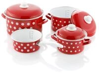 GSW Topf-Set, Stahl-Emaille (Set, 7-tlg., je 1 Kochtopf &Oslash; 16/20/24 cm, 1x