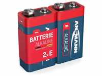 ANSMANN AG 2x Alkaline 9V Block Batterie – E-Block 6LR61 MN1604 (2 Stück)...