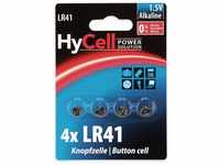 HyCell HYCELL Knopfzelle LR41, Alkaline, 1,5 V-, 4 Stück Knopfzelle