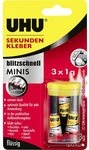 UHU Klebstoff UHU Sekundenkleber Blitzschnell Minis 3x1g