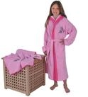 W&ouml;rner Kinderbademantel Bademantel Pferd rosa, Langform, Baumwoll-Webfrottier,