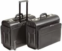 Alassio&reg; Laptoptasche Piloten-Laptopkoffer Trolley San Remo Lederimitat schwarz