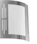 EGLO Wandleuchte City Wandlampe, Au&szlig;enbeleuchtung, Au&szlig;enlampe, silber, wei&szlig;, E27,