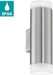 EGLO Wandleuchte RIGA-LED Wandlampe, GU10, IP54, Edelstahl und Kunststoff,