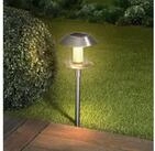 esotec LED Gartenleuchte Edelstahl Solar-Stableuchte Swing H38cm DUO COLOR 2800K