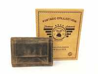Greenburry Mini Geldbörse Vintage Minibörse, EC-Kartenformat, Fettlederbörse