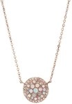 Fossil Kette mit Anh&auml;nger Schmuck Edelstahl VINTAGE GLITZ Pearl Disc Pendant, mit