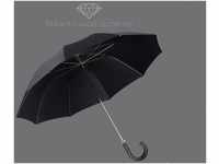 EuroSCHIRM® Stockregenschirm Brilliant Luxus, schwarz, mit Griff aus Leder