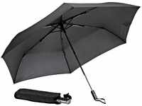 EuroSCHIRM® Taschenregenschirm Automatik 3224, schwarz, extra flach und leicht