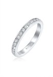 Elli Fingerring Memoire Glas Kristalle Wei&szlig; 925 Silber vergoldet wei&szlig; 54