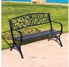 Outsunny Gartenbank Metall Gartenm&ouml;bel 2-Sitzer (Sitzbank, 1-St., Bank),...