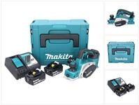 Makita Akku-Falzhobel DKP 180 RTJ Akku Hobel 18 V 82 mm + 2x Akku 5,0 Ah +...