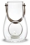 HOLMEGAARD Windlicht DESIGN WITH LIGHT (DWL) aus klarem Glas mit Lederhenkel