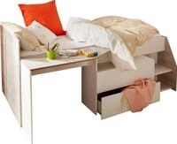 Parisot Hochbett Milky mit kleiner Arbeitsfl&auml;che und kleiner Kommode, extra Stauraum