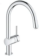 Grohe K&uuml;chenarmatur Minta, C-Auslauf herausziehbarer Mousseur, Laminarstrahl,