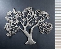 GILDE Wanddekoobjekt Wandrelief Baum, silber (1 St), Wanddeko, aus Metall, dekorativ