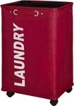 WENKO W&auml;schetruhe W&auml;schekorb mit Rollen W&auml;schetonne Quadro rot XL, 79 Liter
