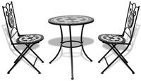 vidaXL Gartenbar-Set, 3-tlg. Bistro-Set Keramikfliese Schwarz/Wei&szlig;