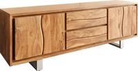 DELIFE Lowboard Live-Edge, Akazie Natur 200 cm 4 T&uuml;ren 2 Sch&uuml;be Baumkante Lowboard