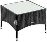 Casaria Beistelltisch, Polyrattan 58x58x42cm H&ouml;henverstellbar 5mm Glasplatte
